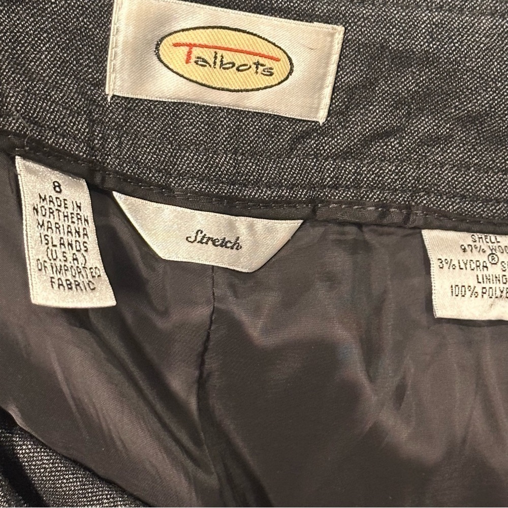 TALBOTS Size 8 Gray Wool and Lycra Stretch Dress Pants - Picture 6 of 7